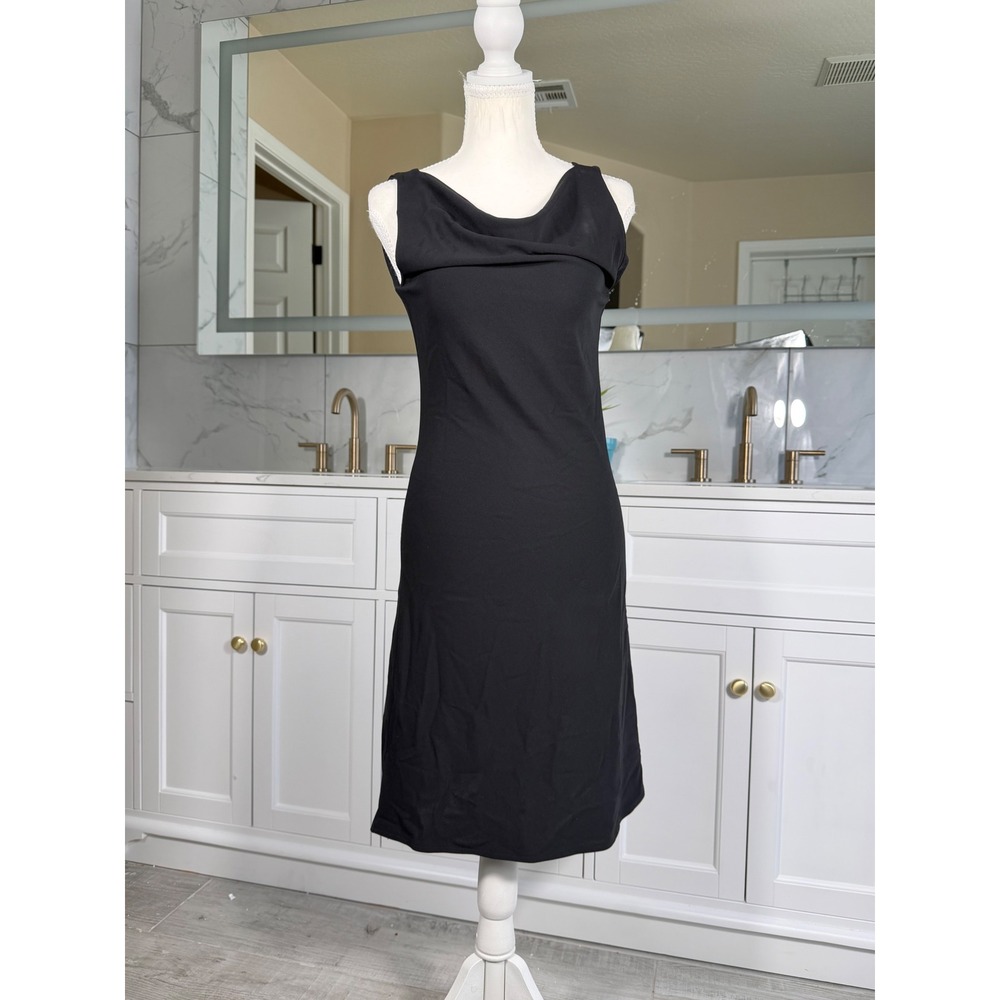 Gap Dress Womens Small Black Sleeveless Cowl Neck Midi Sheath Stretch